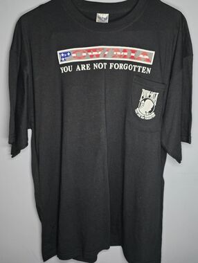 NWOT POW/MIA You Are Not Forgotten Pocket Shirt-Mens XL-Veterans,American Flag